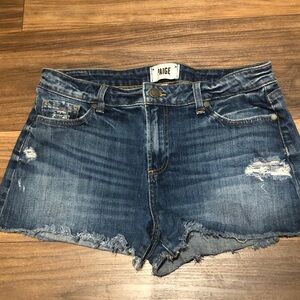 PAIGE Women's Distressed Blue Jean Shorts